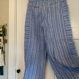 ETT|TWA by Anthropology wide leg Blue Striped Pants